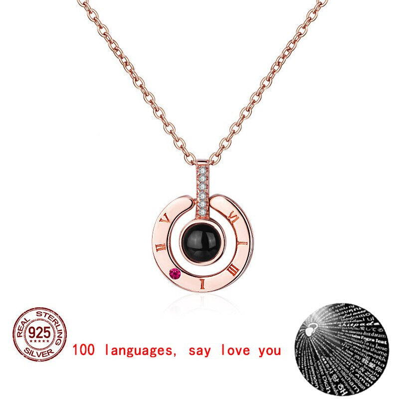 One hundred and 100 languages I love you projection necklace